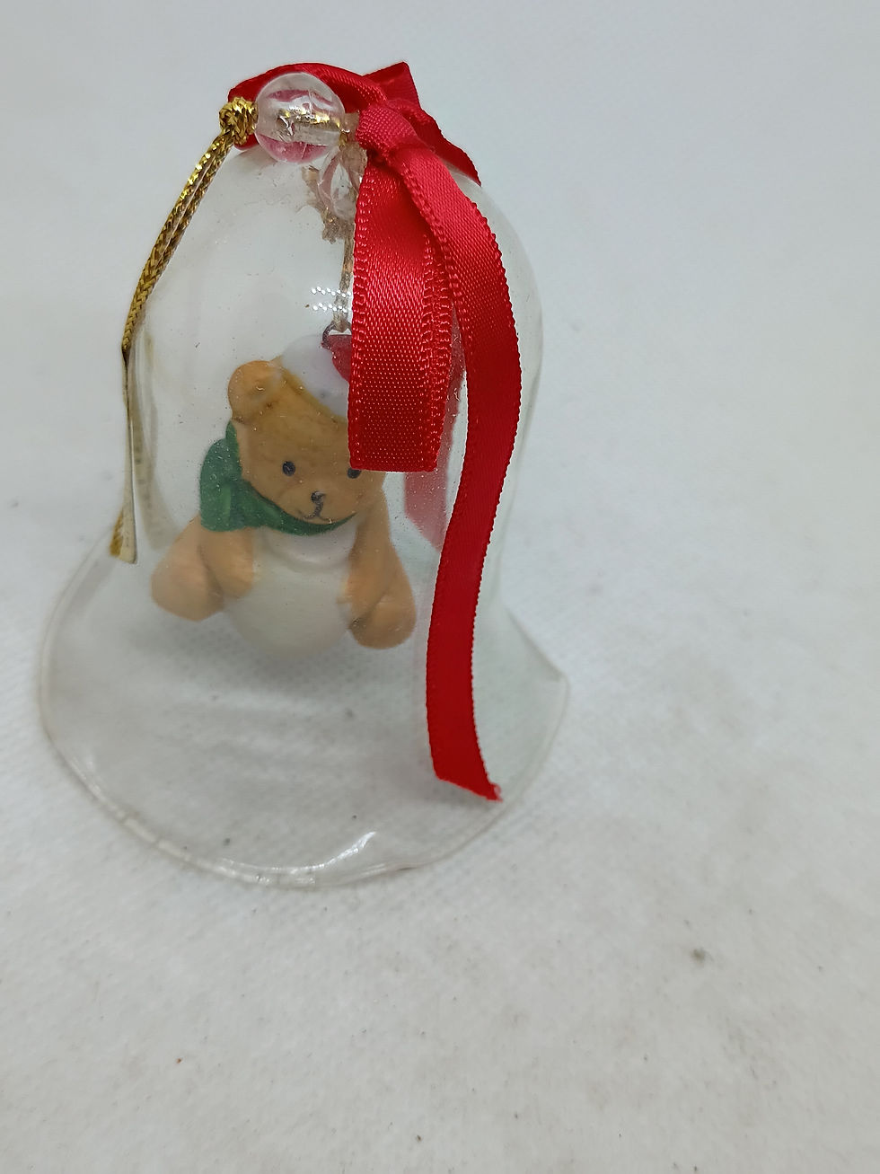 Thumbnail: Approx. 3" tall- glass bell - Bear ringer- Handpainted Bisque - Jasco - Taiwan
