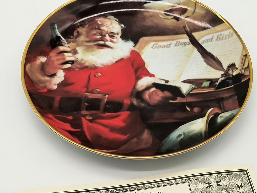 Thumbnail: 8" Plate - "Making a List" Coca-Cola  The Franklin Mint Fine Porcelaine