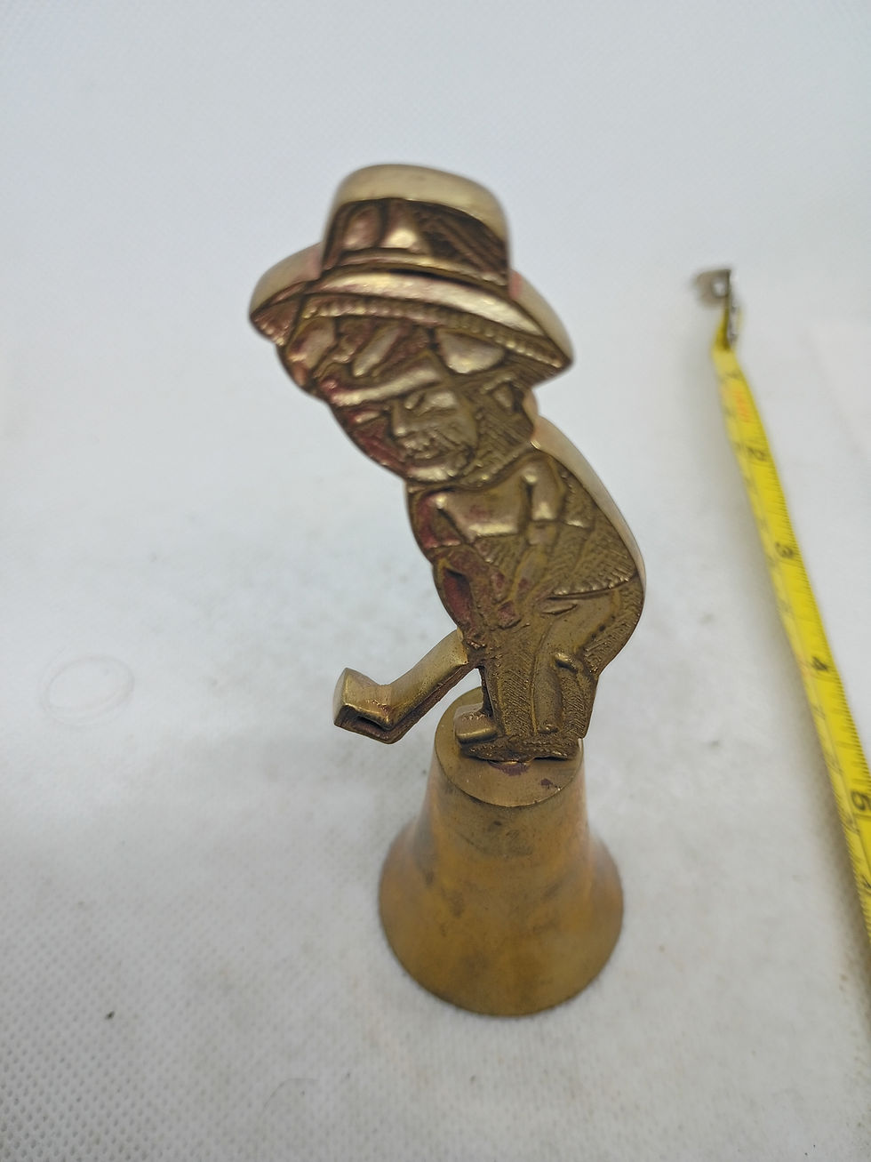 Thumbnail: 4.5" tall vintage brass bell - Golfer - Sarna India