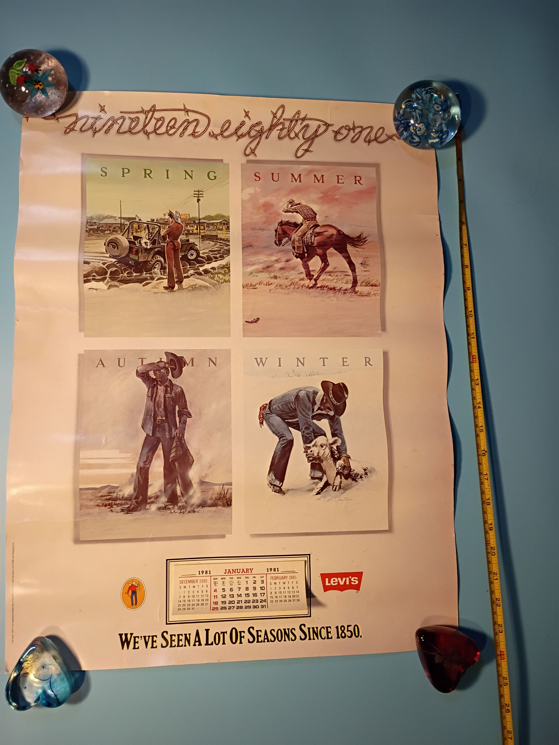 Approx. 17"x 24" Levis Calendar poster "Nineteen Eighty One"
