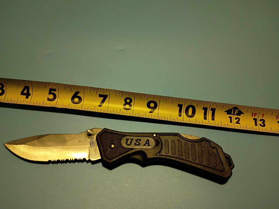 Thumbnail: 9"open -Folding knife - stainless steel lockback blade- black plastic handle USA