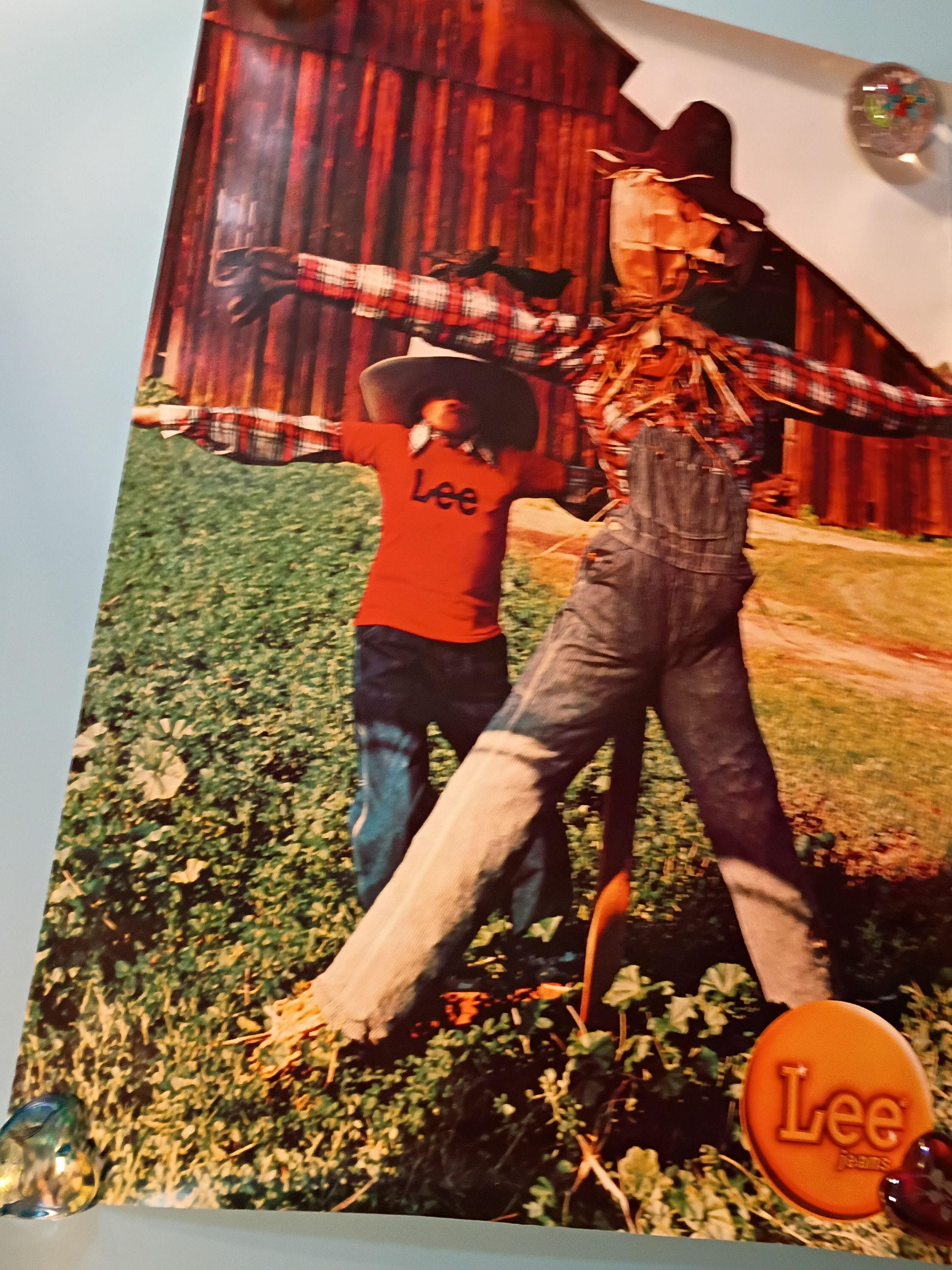 Approx. 22"x 32" Vintage poster- "LEE Jeans" Scarecrow and Boy