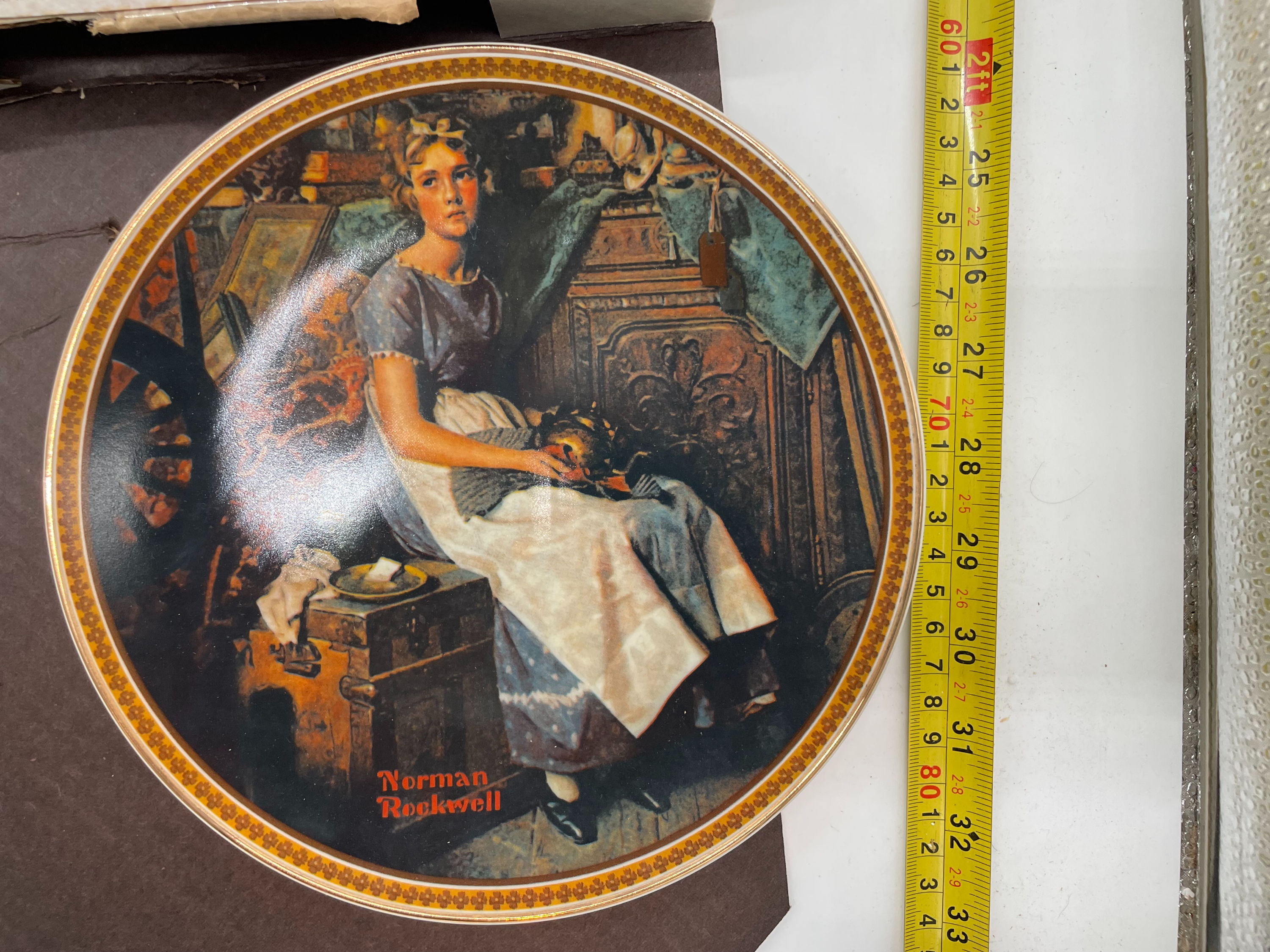 8" Plate - "Dreaming in Attic" Norman Rockwell- 1st in Rediscovered Women