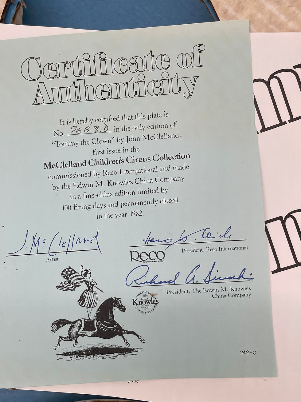 Thumbnail: 8" Plate - "Tommy the Clown" - 1st in McClelland Children's Circus collection
