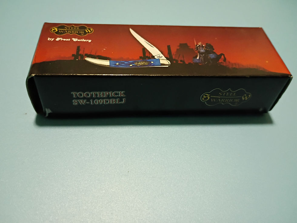 Thumbnail: 5.5" open - Folding knife - 440 stainless steel blade - blue  pickbone handle