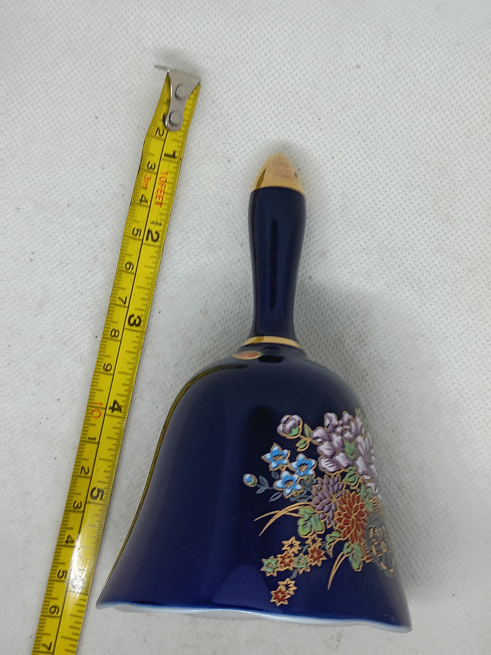 Thumbnail: 5.5" tall-  Porcelain Bell- Cart of Flowers design- Made in Japan
