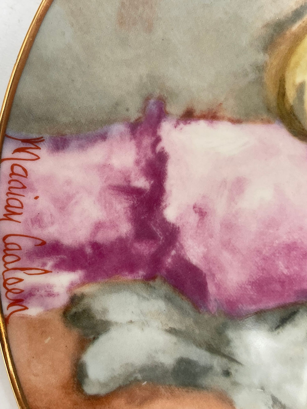 Thumbnail: 8" Plate- "Jennifer and Jenny Fur" by Marian Carlsen- The Brantwood Collection