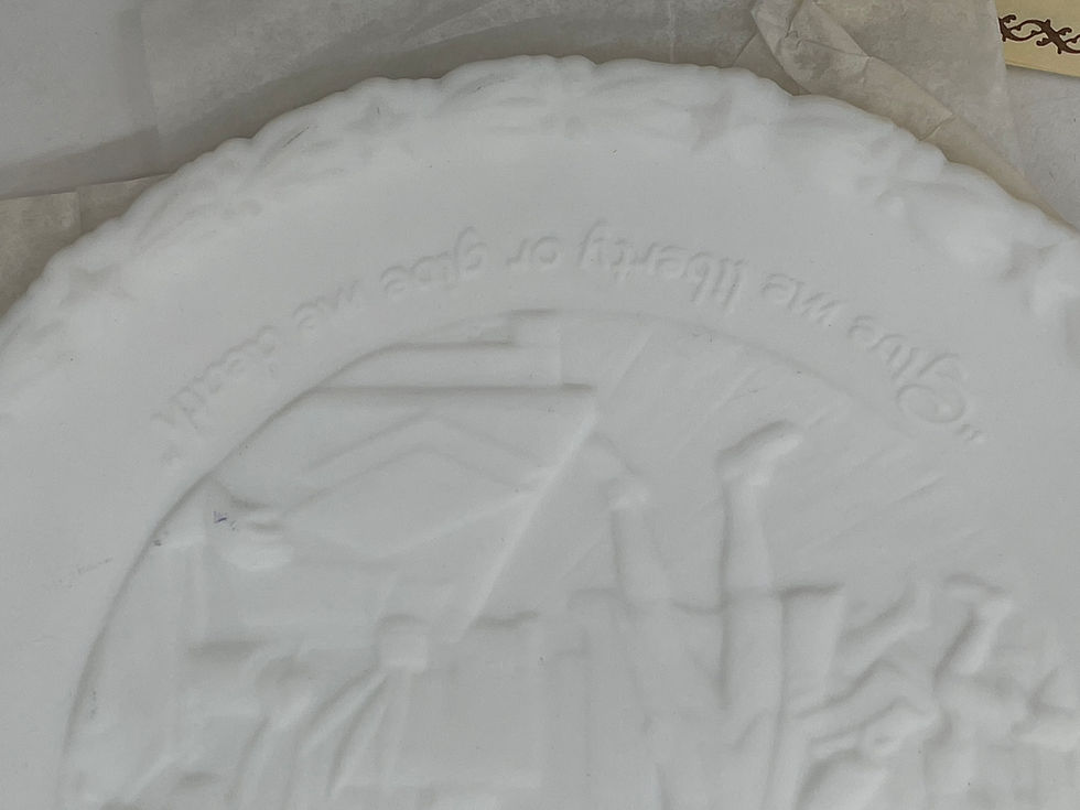 Thumbnail: 8" Plate- Fenton White glass plate -1776-1976 Bicentennial Commemorative Project