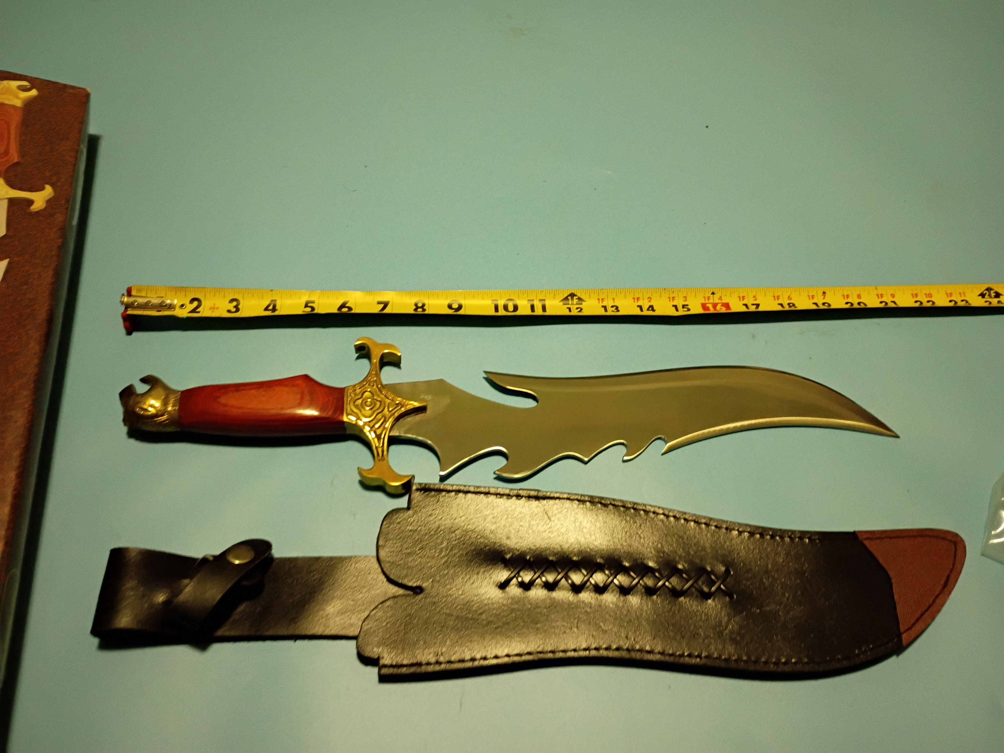 20" Bowie - stainless steel blade-cocobolo wood handle -genuine leather sheath