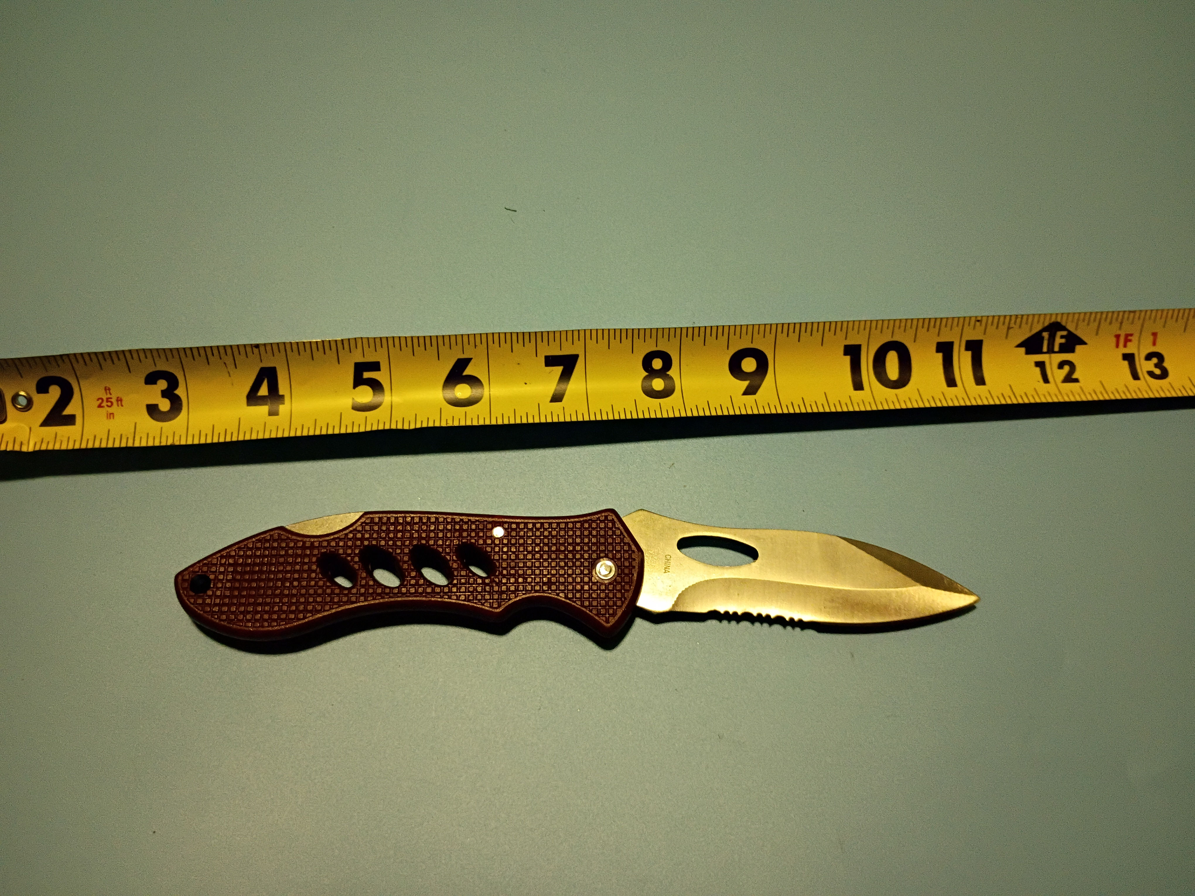 8" Open -Folding knife- stainless steel blade -lockback- with textured handle