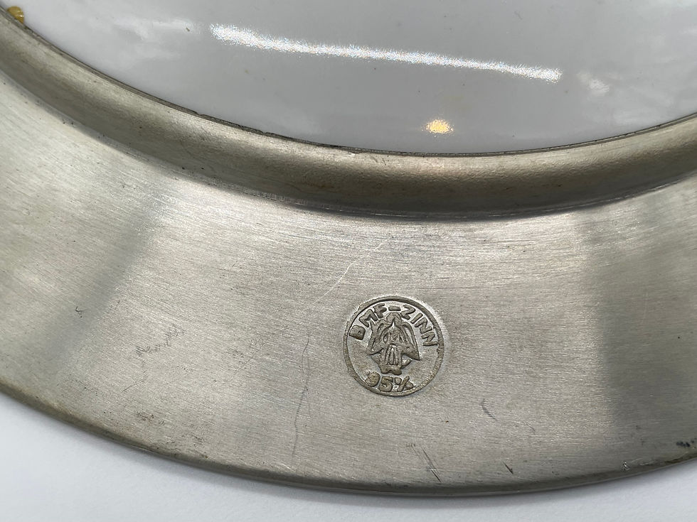 Thumbnail: 10" Plate - German pewter frame with porcelain plate
