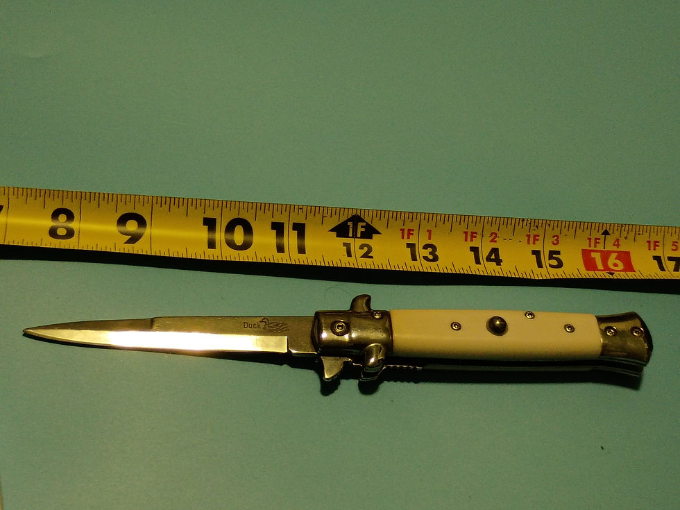 Thumbnail: 9"open -Folding knife -stiletto style- stainless steel blade- white handle -DUCK