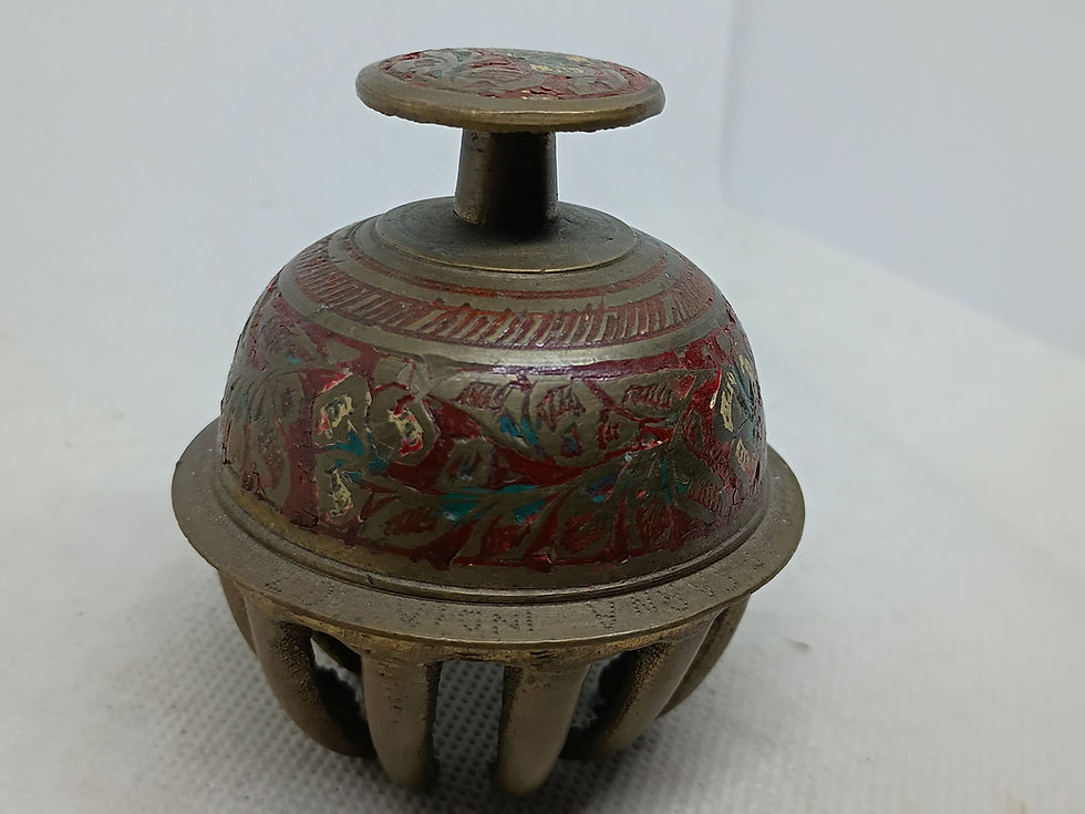 Thumbnail: 2.5" tall vintage round brass claw bell- Made in India