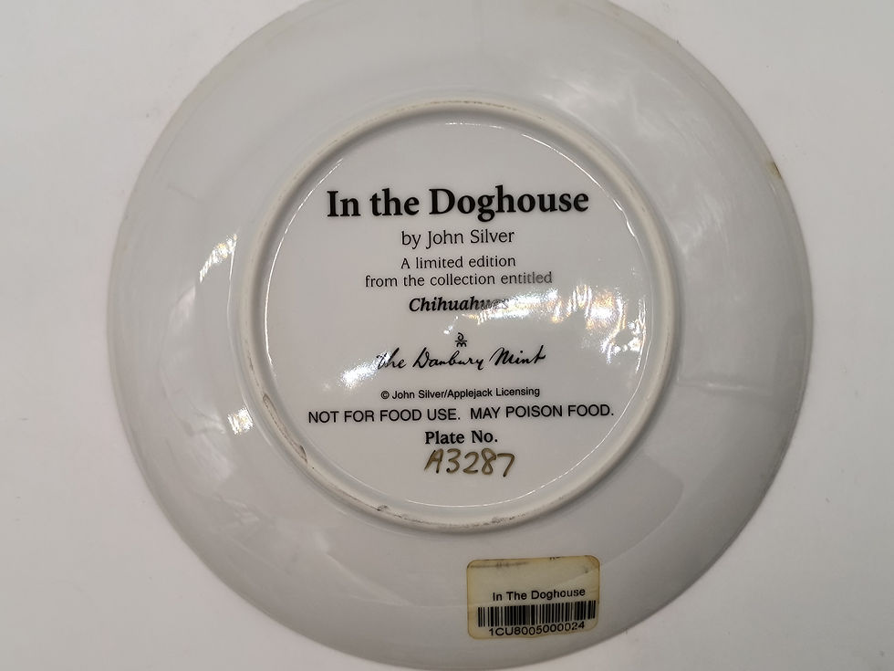 Thumbnail: 8" Plate - "In the Doghouse" -  by John Silver  Chihuahua's collection