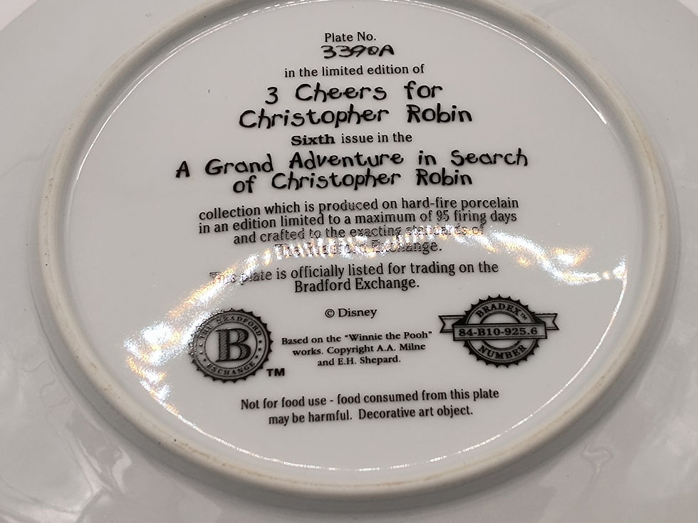Thumbnail: 8" plate- "3 Cheers for Christopher Robins" 6th issue in Grand Adventure
