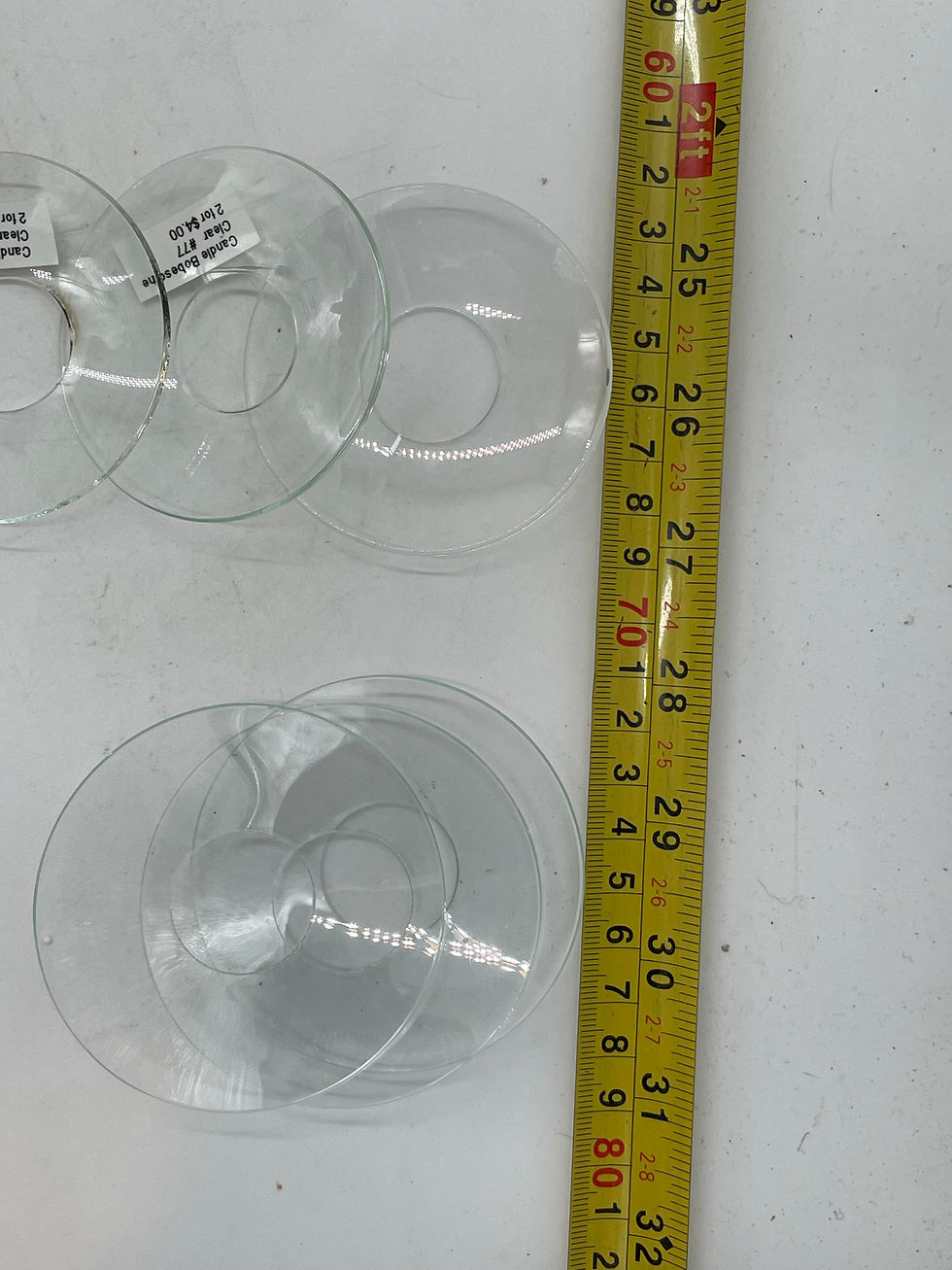 Thumbnail: 3" round- Candle bobeshe- set of 6-  smooth edge- clear glass