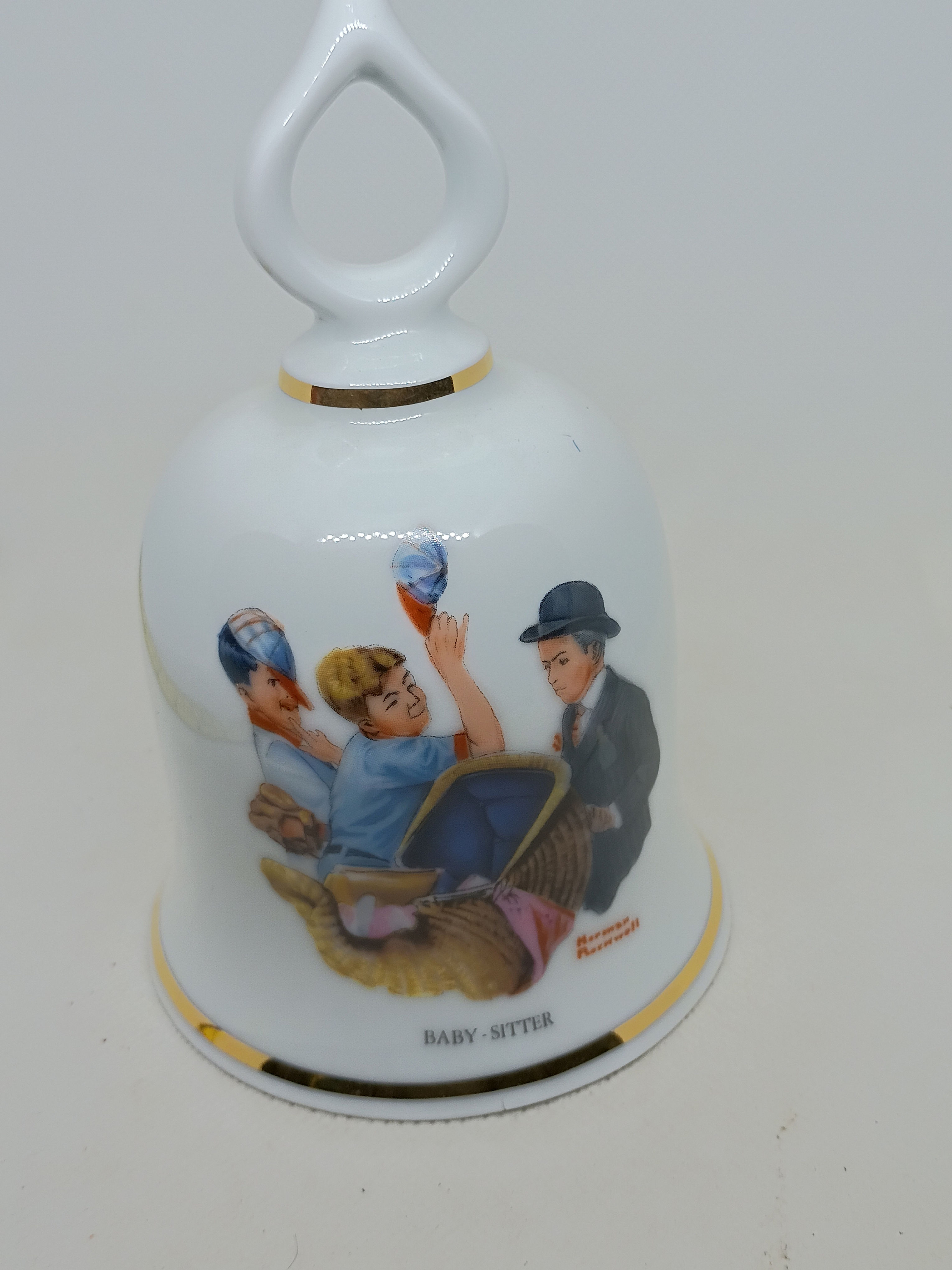 6" Porcelain bell- "Baby-Sitter" The Wonderful World of Norman Rockwell