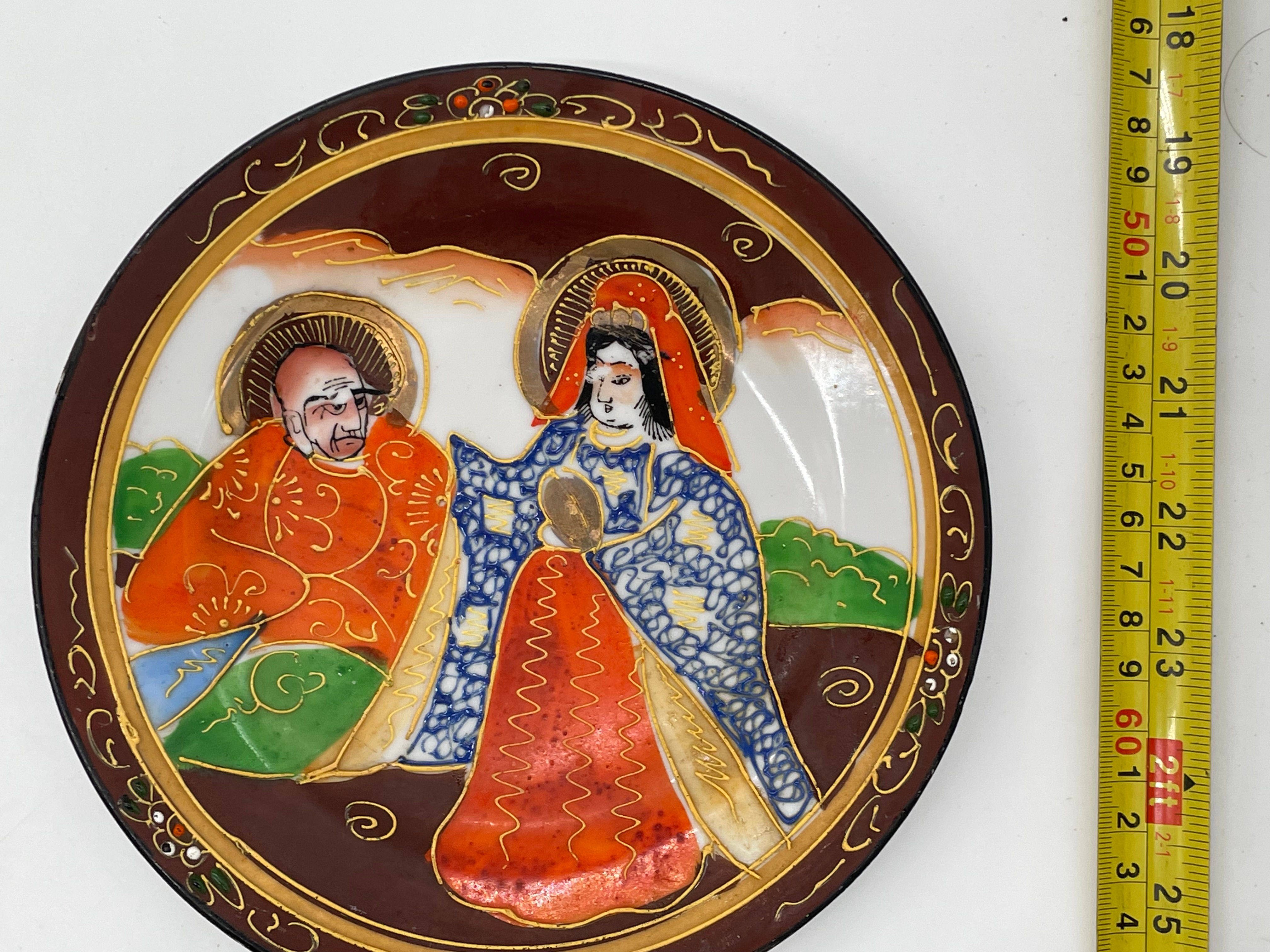 8" Vintage plate- Immortals designs with hand-painted porcelain and gold trim