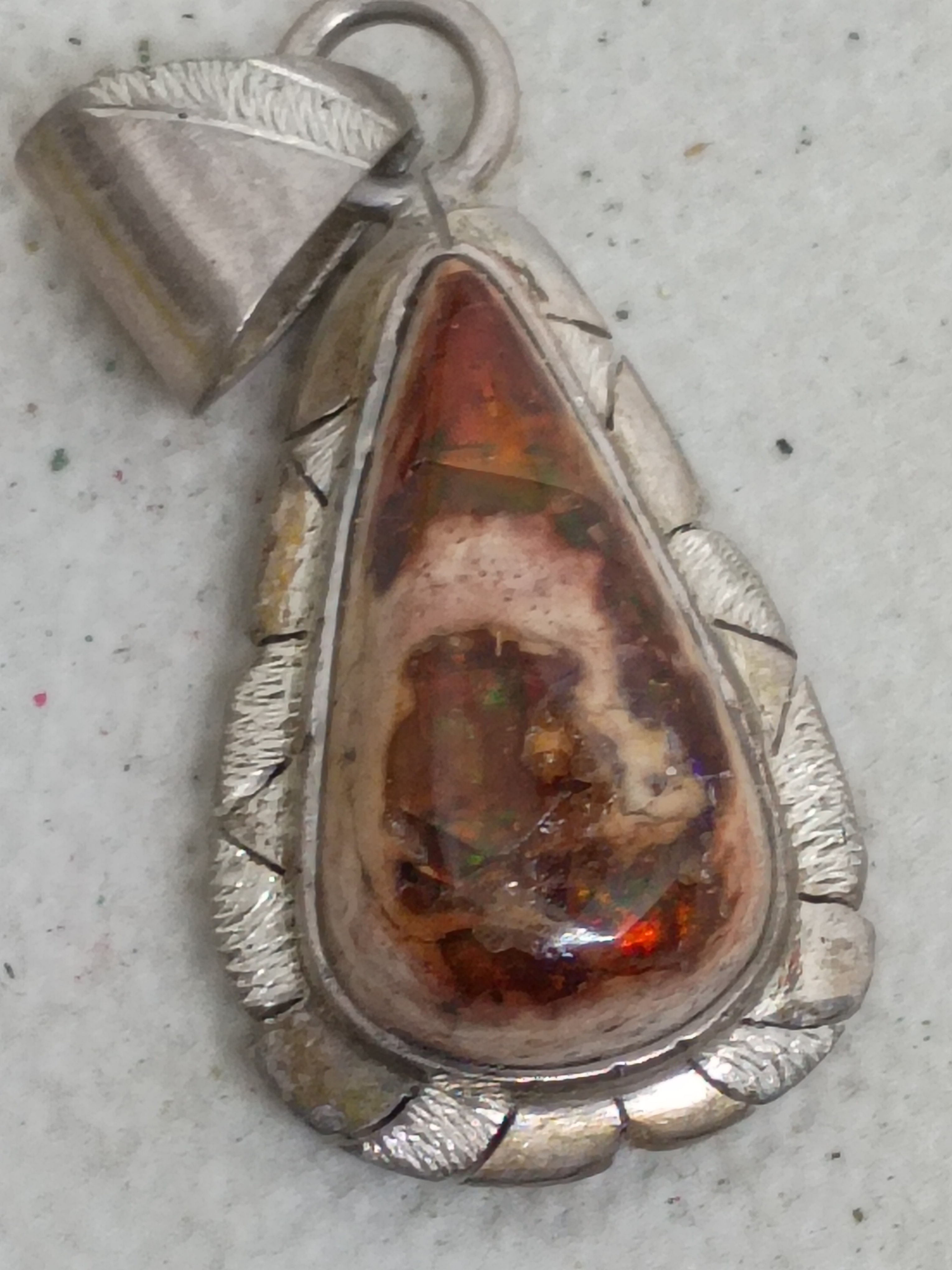 925 Mexotica Mexican opal matrix and tourmaline cast sterling silver pendant