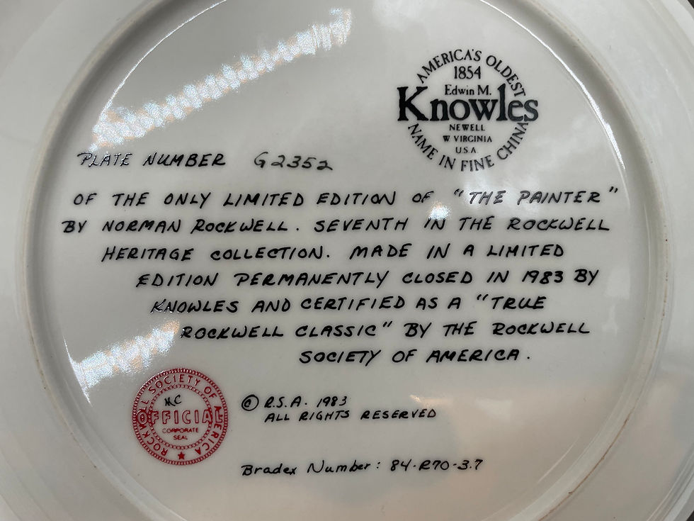 Thumbnail: 8" Plate - " The Painter" 7th in Rockwell Heritage collection