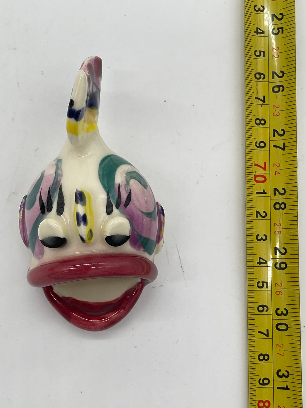 Thumbnail: 5"  Porcelain fish trinket dish or planter hand painted, signature unreadable