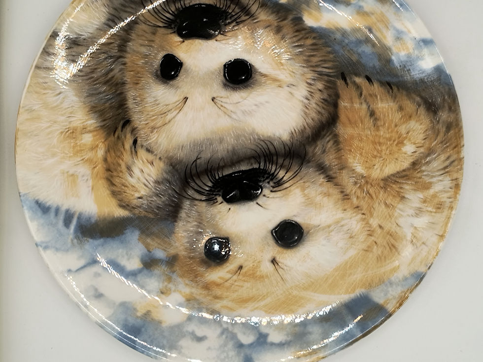 Thumbnail: 8" Plate- Royal Grafton "Baby Seals" The Beauty of Polar Wildlife Collection