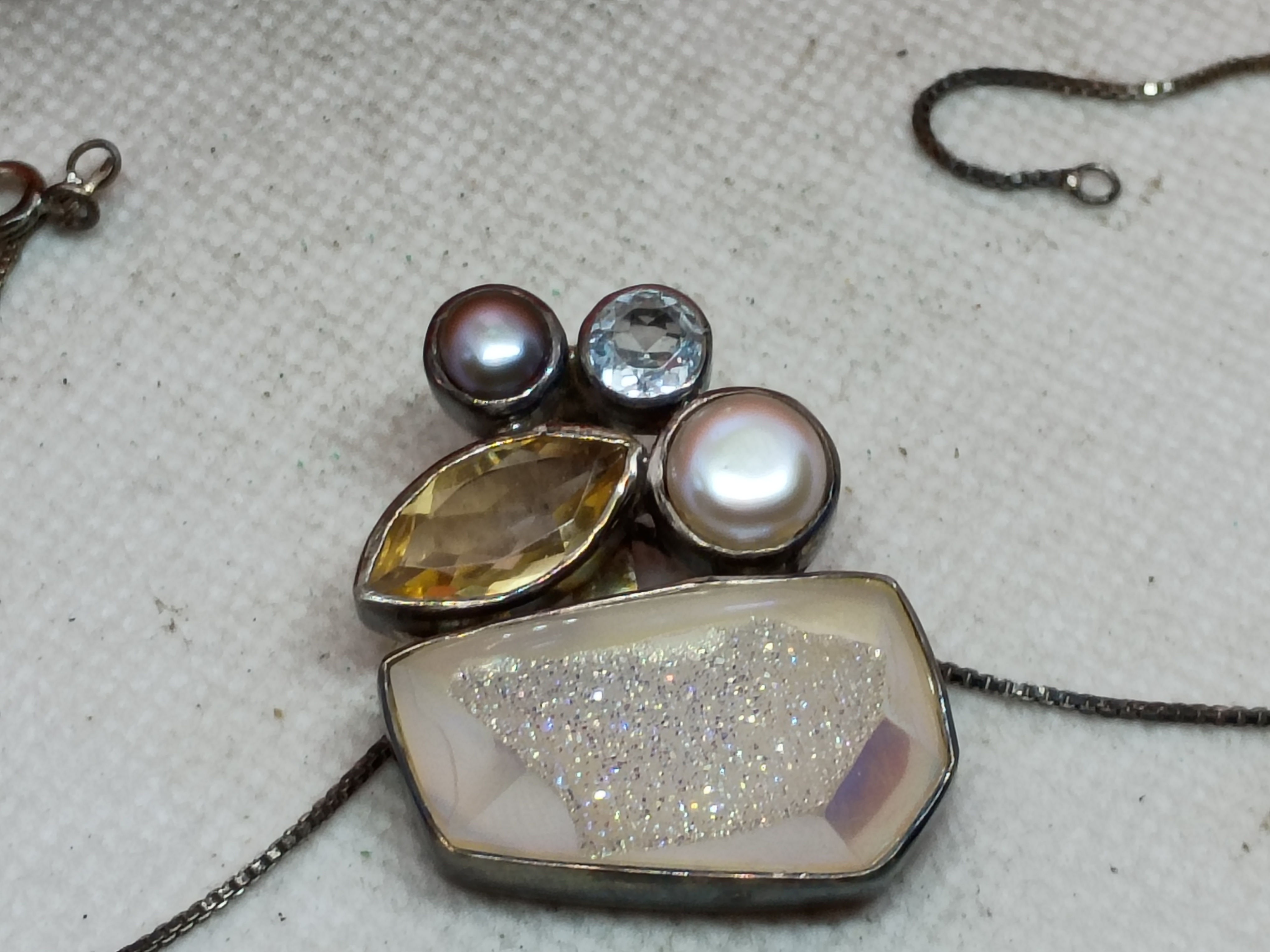 Approx 16" necklace with a Starborn Creations multi-gemstone statement pendant