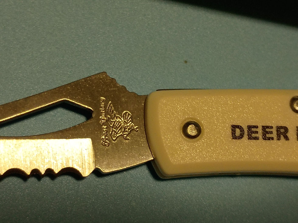 Thumbnail: Approx 5" open -Folding knife- stainless steel blade- plastic handle Deer Hunter