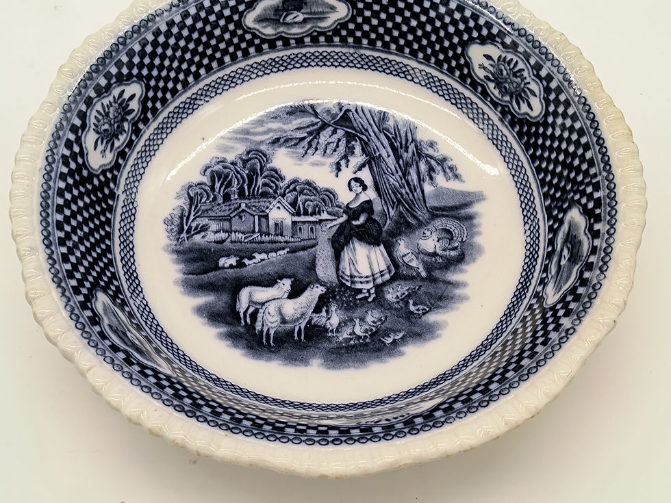 Thumbnail: 10" Vintage Porcelain bowl-by W. Adams & Co. in England-Old English Rural Scenes
