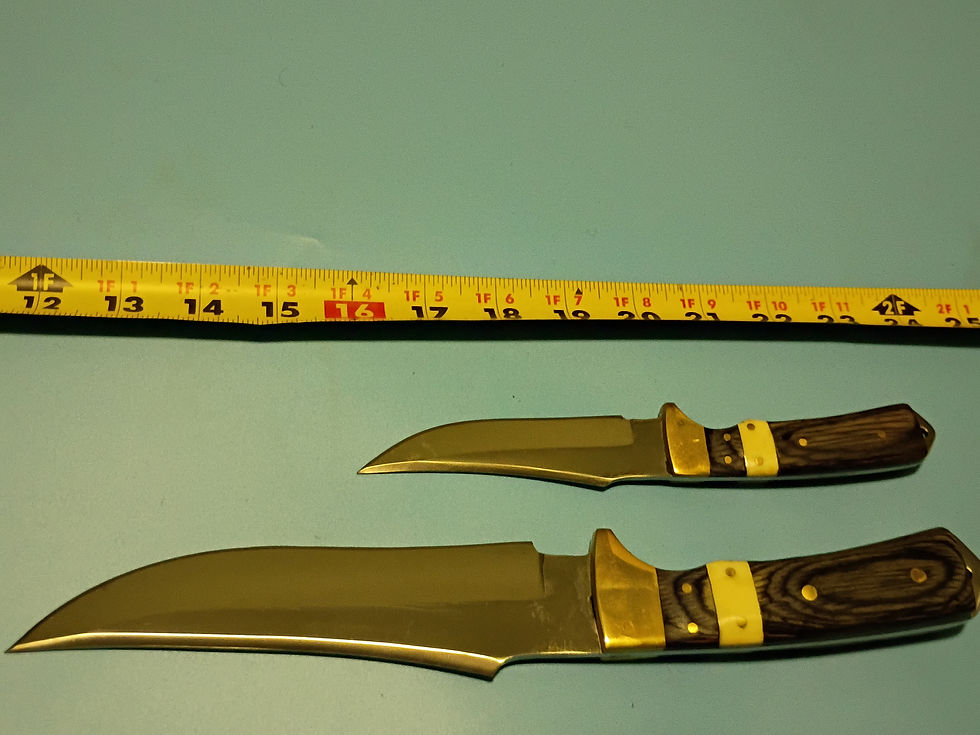 Thumbnail: 12/8" Knife overall- HQ Stainless blade, black Pakawood handle with bone spacer
