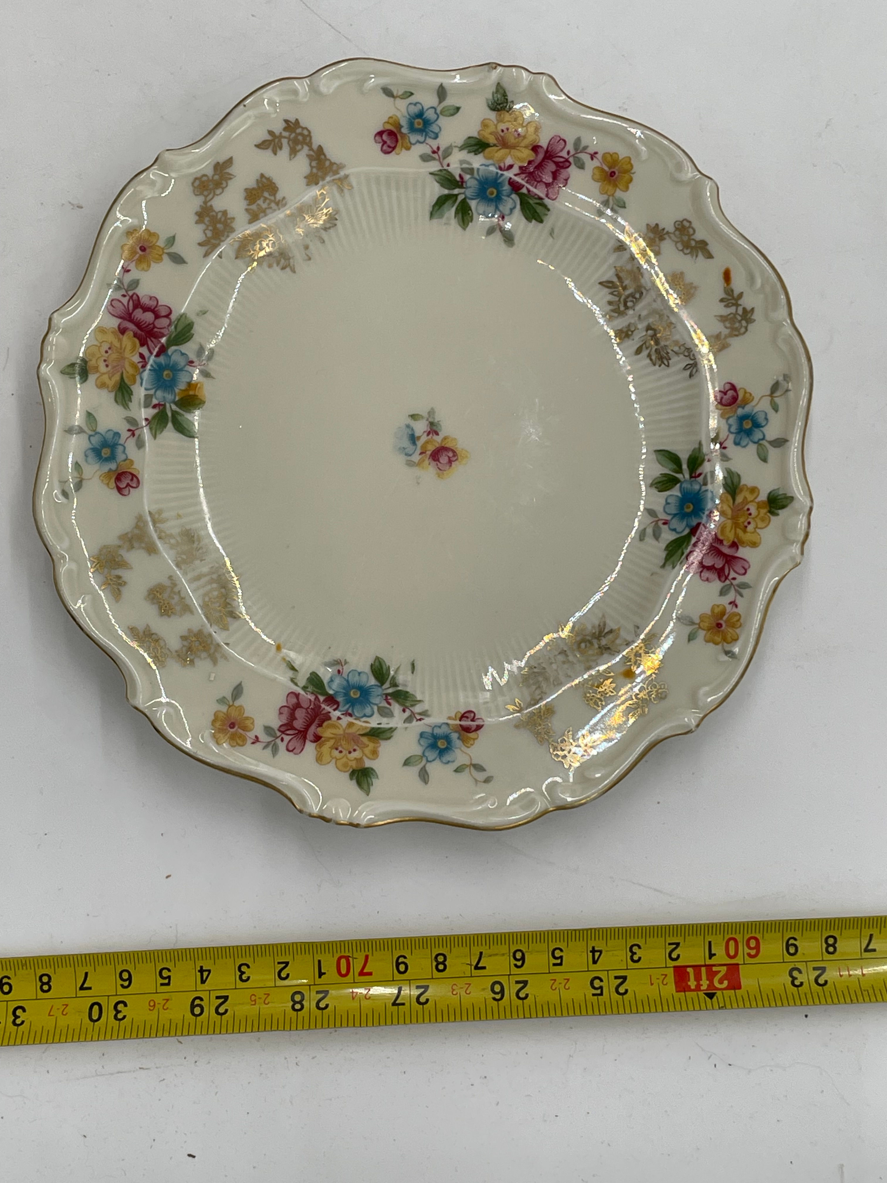 8" Vintage Porcelain plate- flowered rim design- Germany