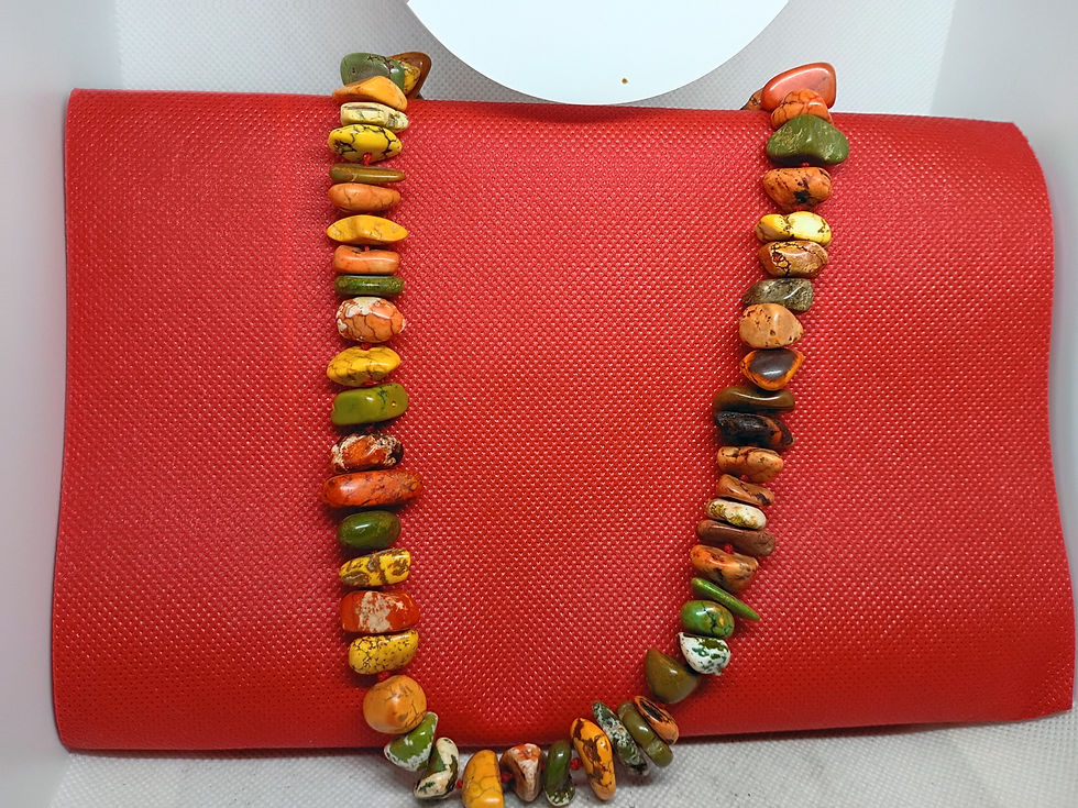 Thumbnail: Approx 20" strand of chunky multi-colored dyed magnesite or jasper nugget beadss
