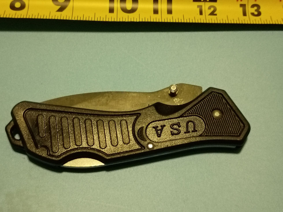 Thumbnail: 8" open - Folding knife - stainless steel lock back blade-contoured black handle