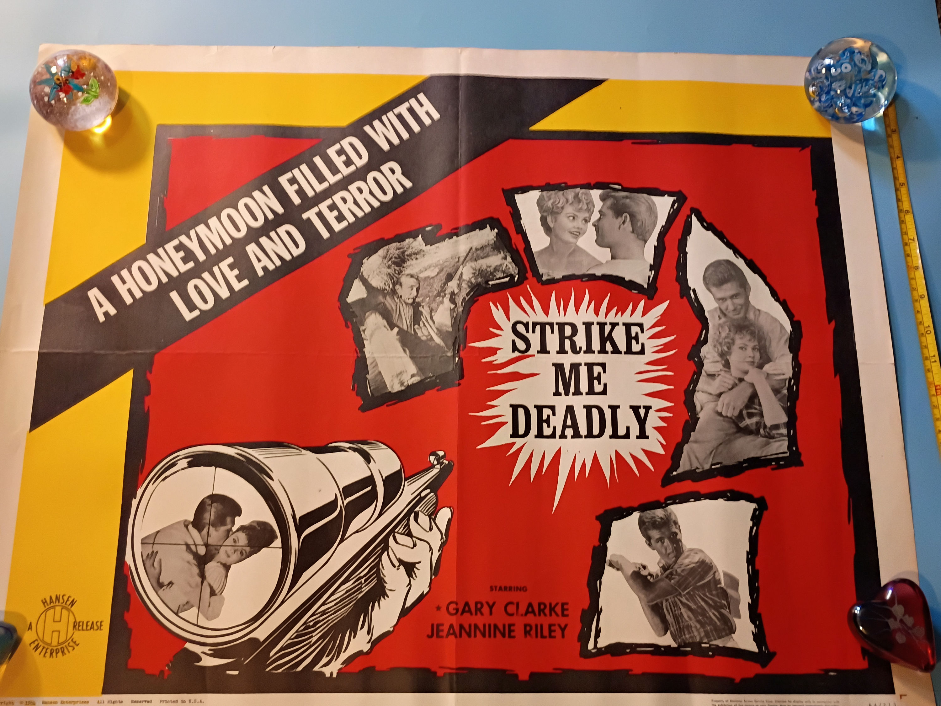 Approx. 22"x 28" Vintage Movie poster "Strike Me Deadly" 1964 Hansen Enterprise 
