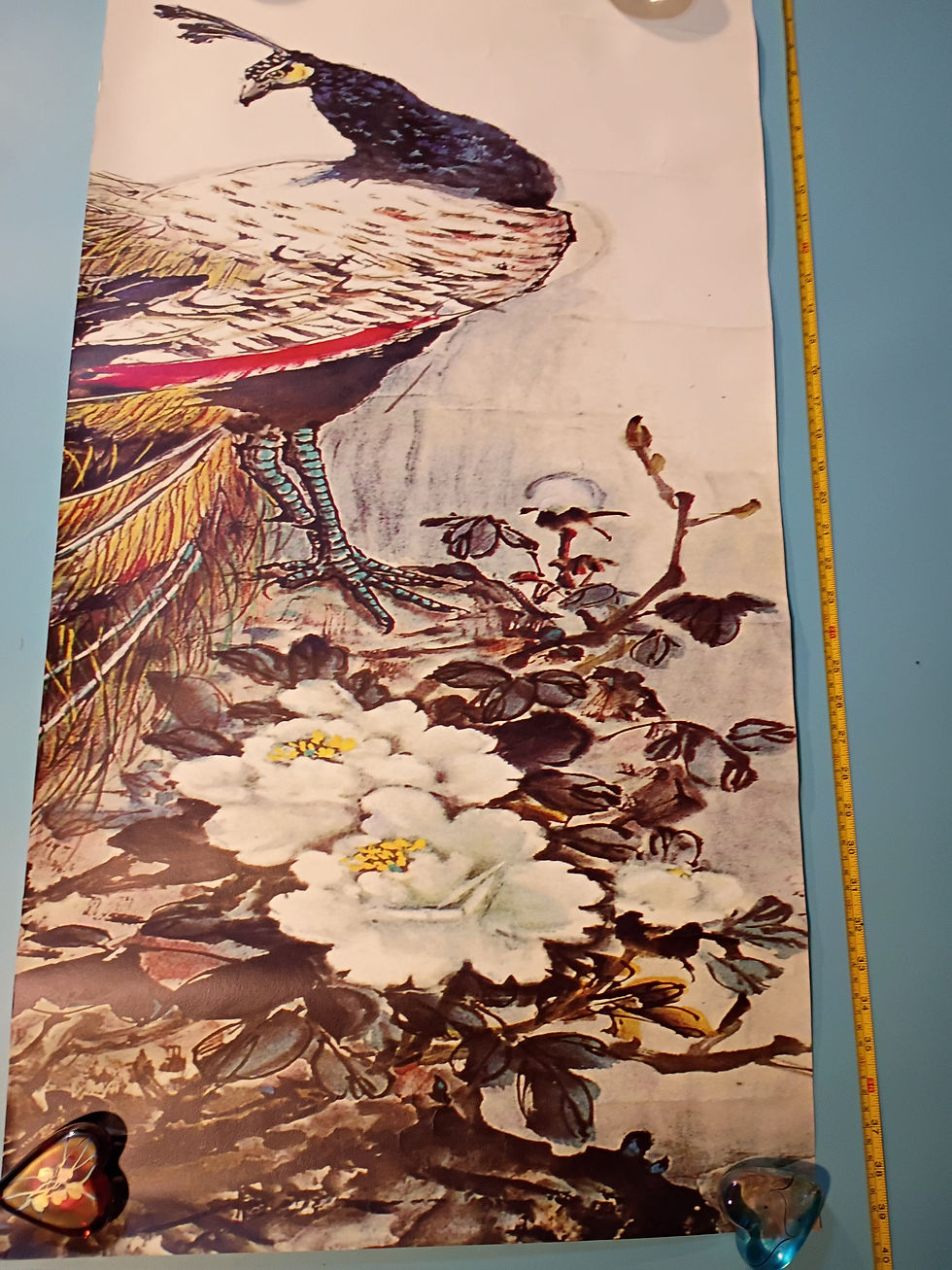 Thumbnail: Approx."20"x 39" Print on Wallpaper fabric- Peacock with feathers - part 2