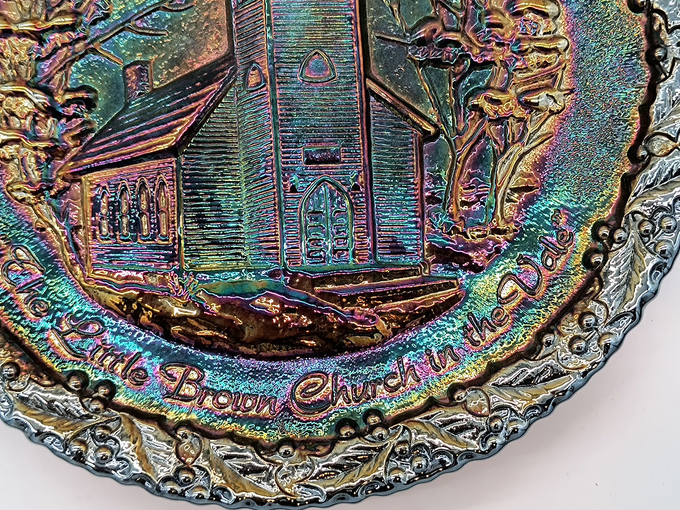 Thumbnail: 8" Fenton Plate- Carnival glass- Christmas in America No 1