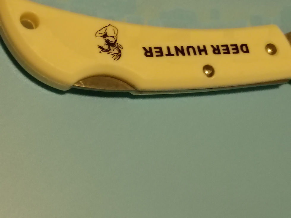 Thumbnail: Approx 5" open -Folding knife- stainless steel blade- plastic handle Deer Hunter