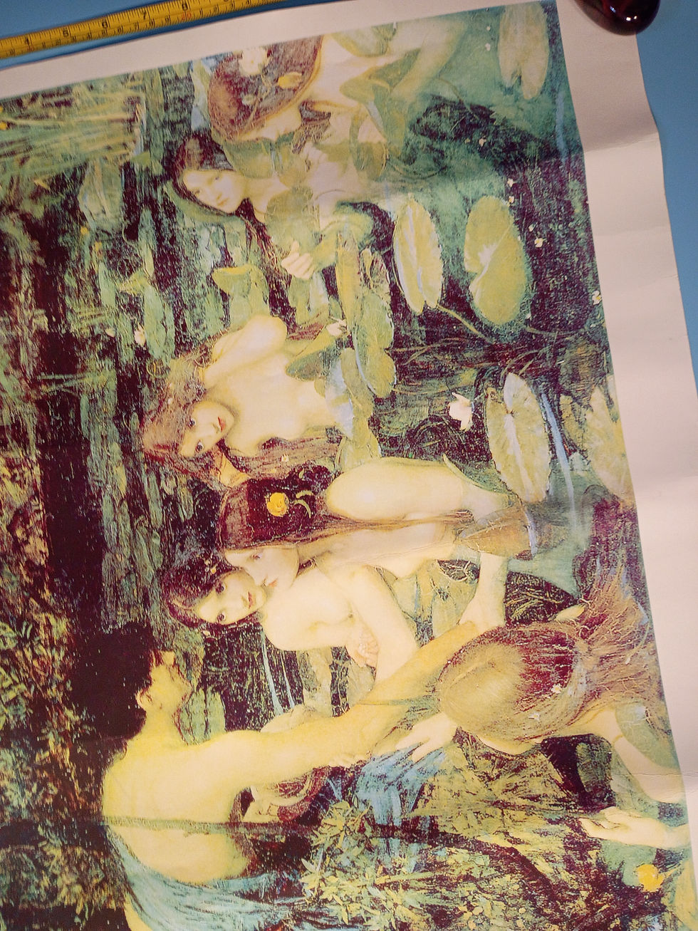Thumbnail: Approx. 18"x 26" Vintage Art Print - "Hylas and the Water Nymphs"