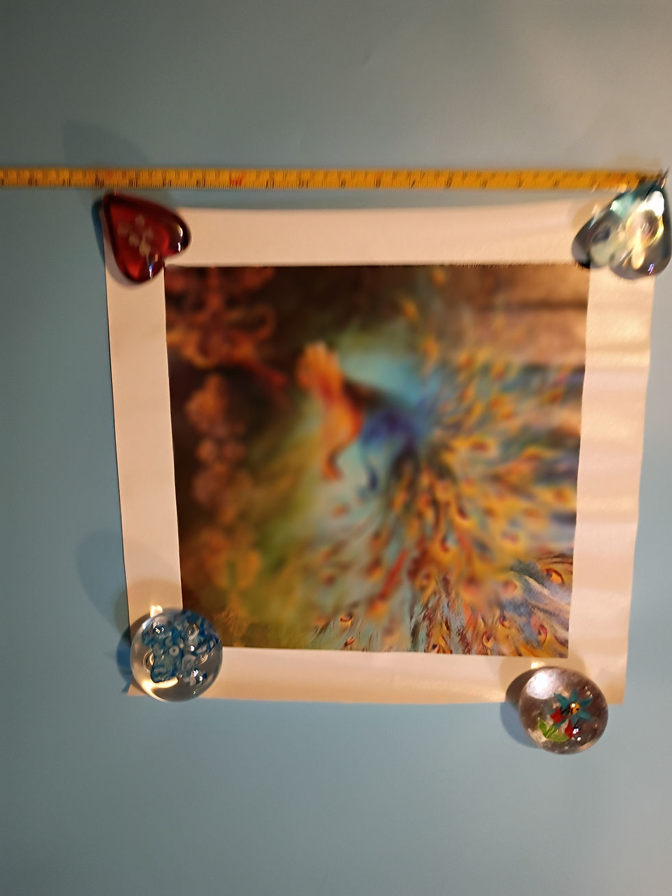 Thumbnail: Approx. 16"x 16" Print on Canvas - Peacock and bird, waiting for a frame