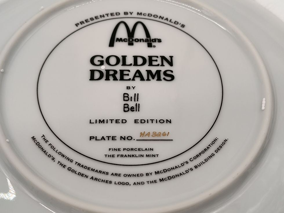 Thumbnail: 8" Porcelain plate -McDonalds Golden Dreams by Bill Bell