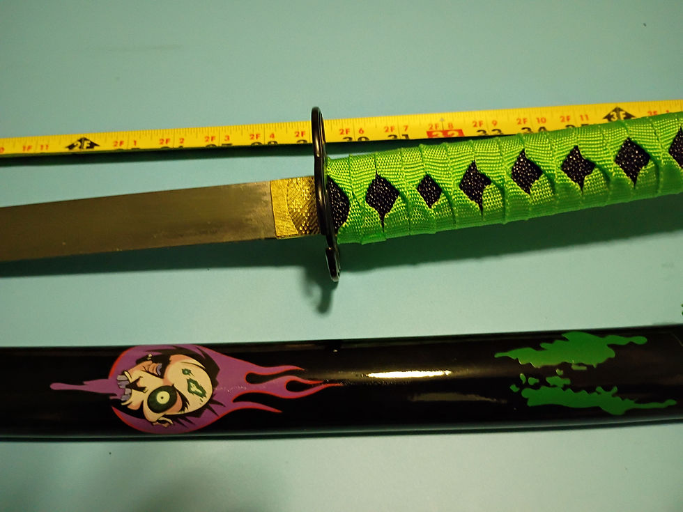 Thumbnail: 37" Sword- carbon steel blade - green cord-wrapped handle - "ZOMBIE" graphics