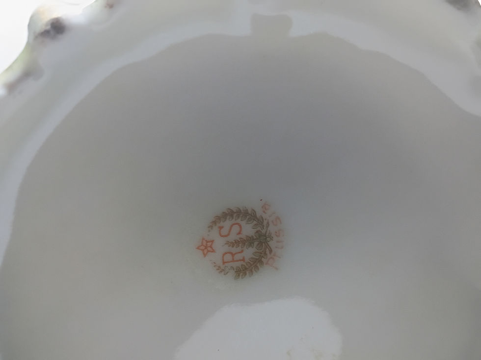 Thumbnail: 9" tall  Antique porcelain chocolate pot with floral motif - R S Prussia