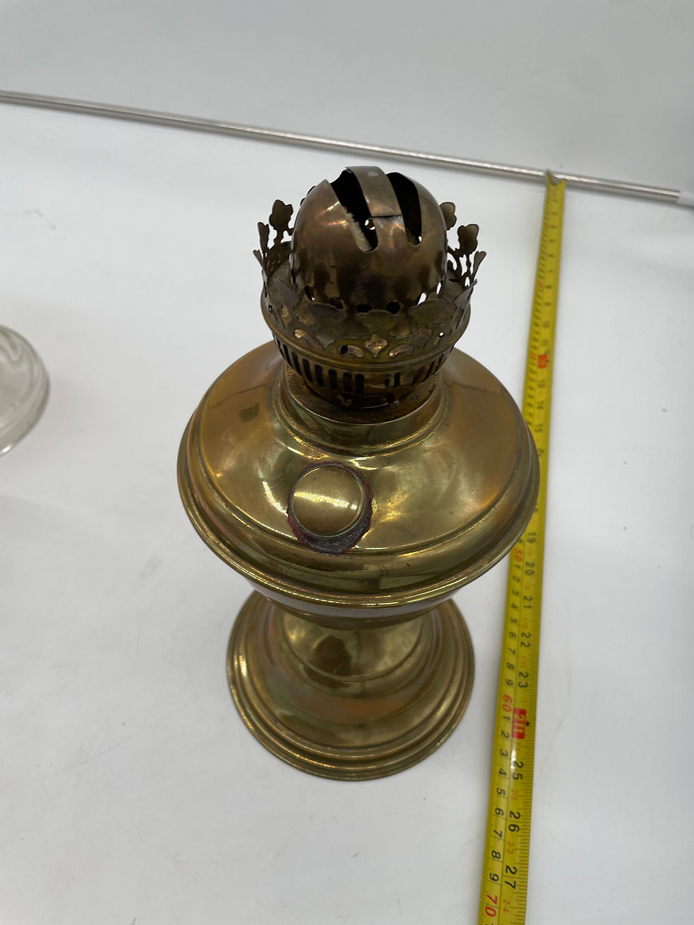 Thumbnail: 12" tall  brass oil lamp - vintage -no chimney
