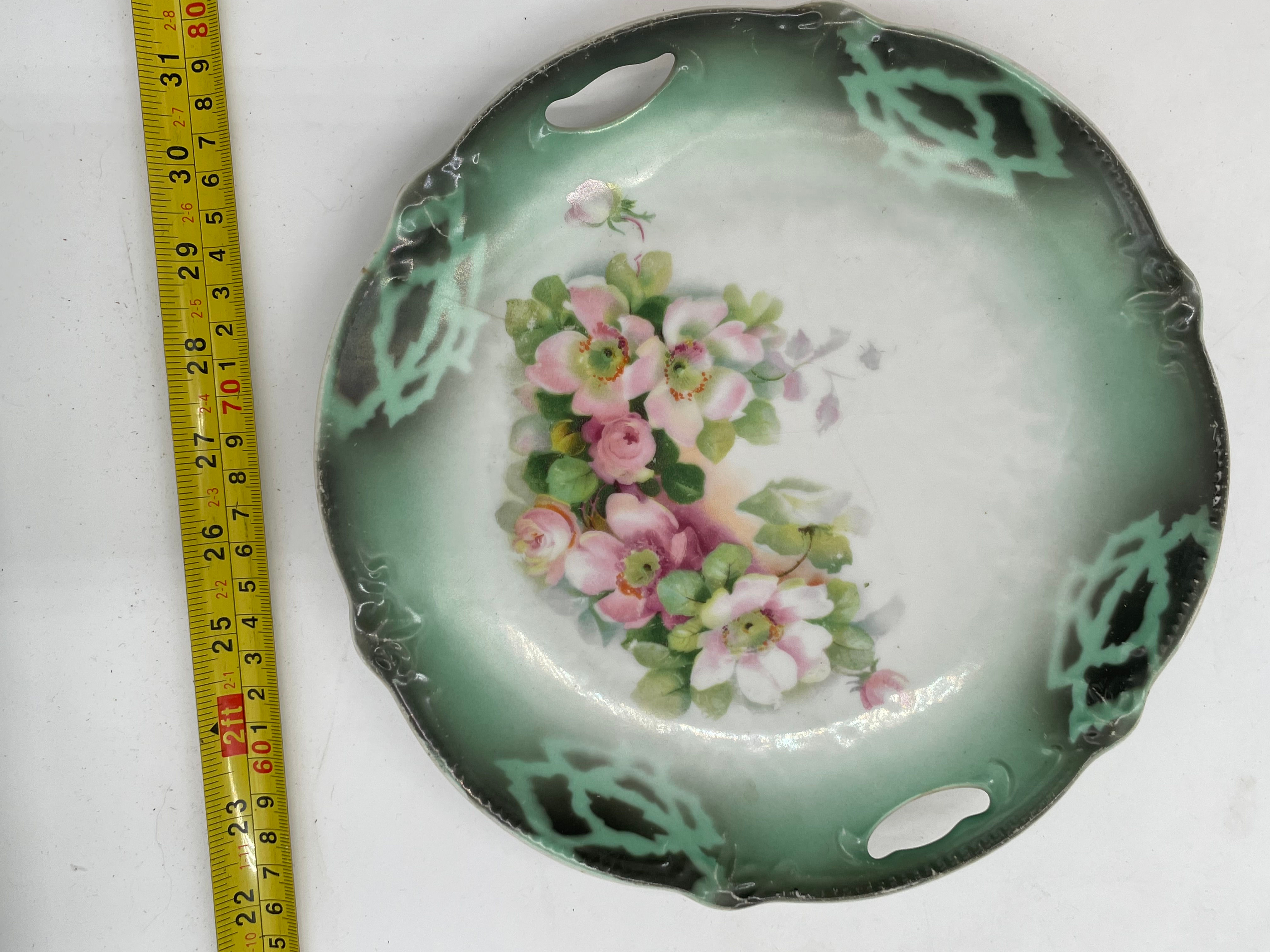 9" Vintage Porcelain plate- Flower design with "Three Crown China" - Germany