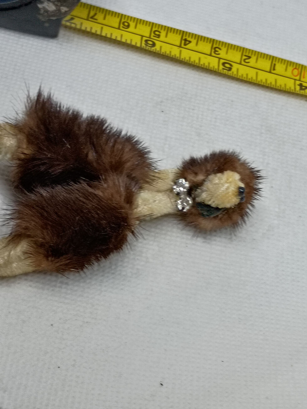 Thumbnail: 3" figural brooch featuring a dog design crafted from genuine brown mink fur