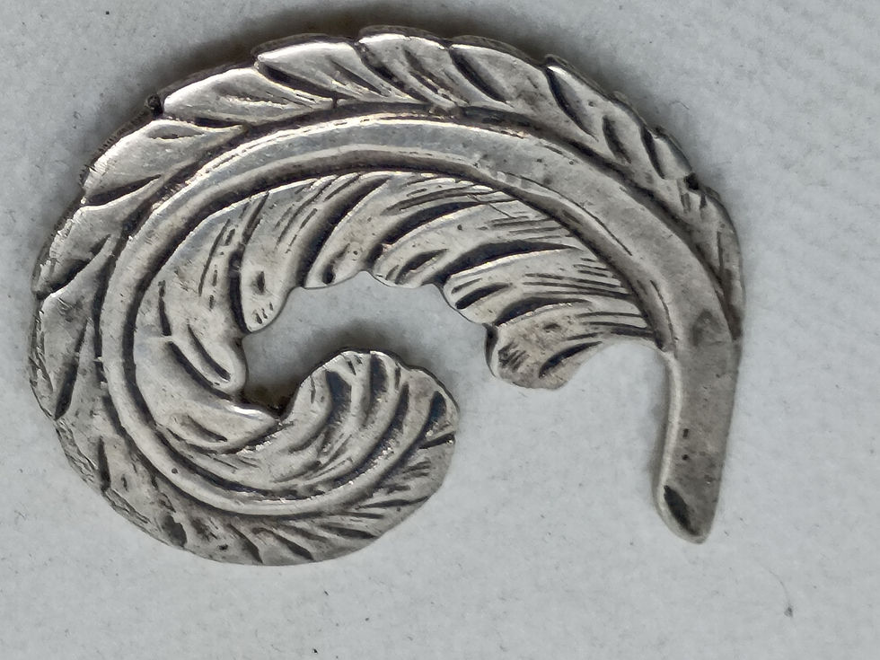 Thumbnail: Approx. 1.5" vintage sterling silver feather brooch