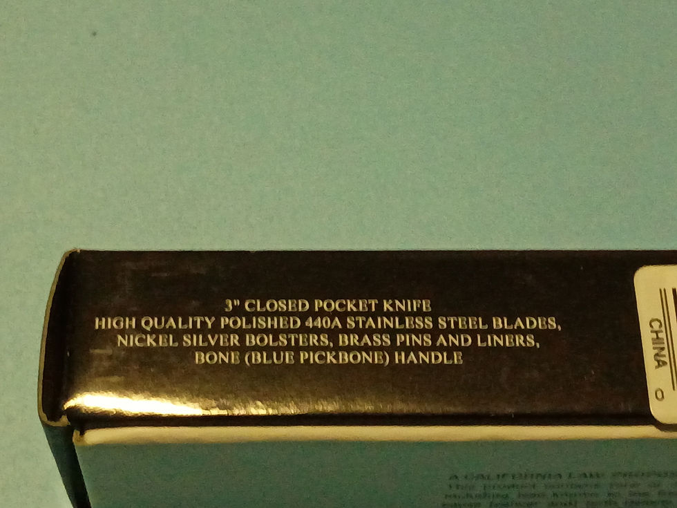 Thumbnail: 5.5" open - Folding knife - 440 stainless steel blade - blue  pickbone handle