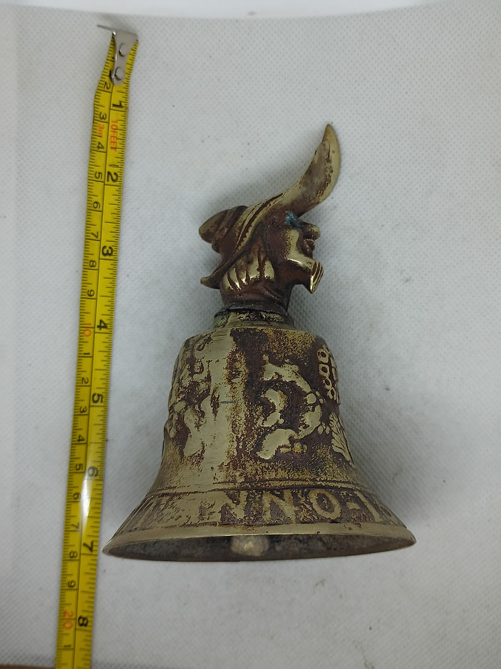 Thumbnail: 5.5" tall vintage brass bell- The French Cavalier / Pirate