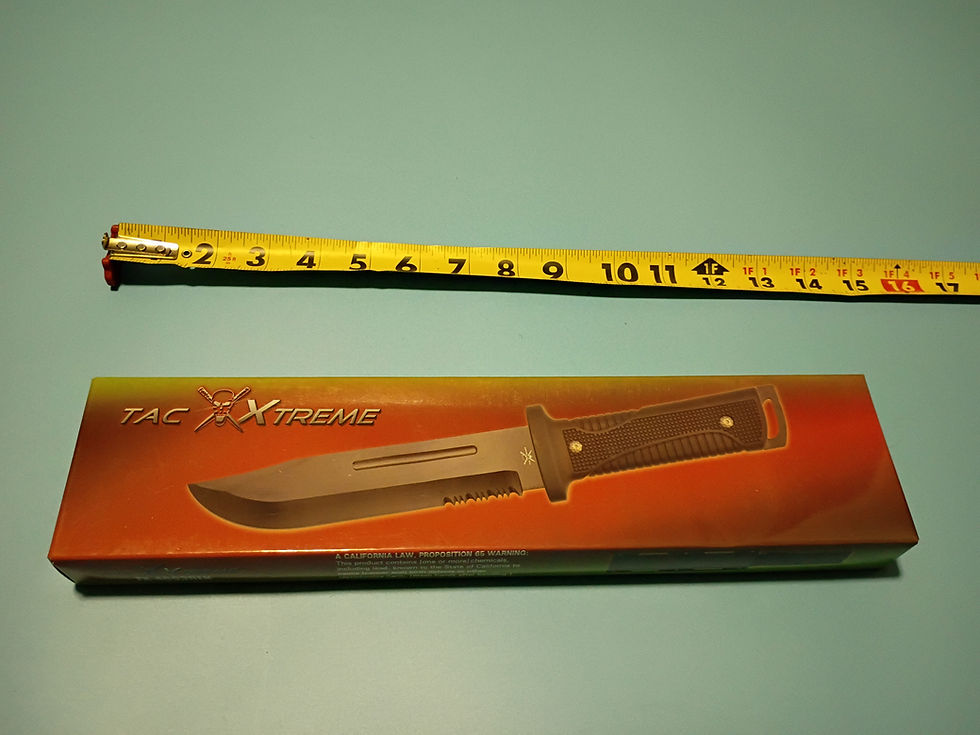 Thumbnail: 12" Black Stainless Steel blade - black rubber handle- black nylon sheath 