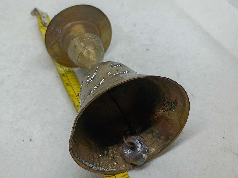 Thumbnail: 4" tall vintage brass candlestick holder bell